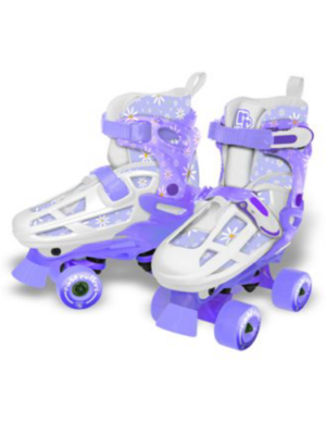 Girls Quad Skates - Radd Rollers - White/ Purple